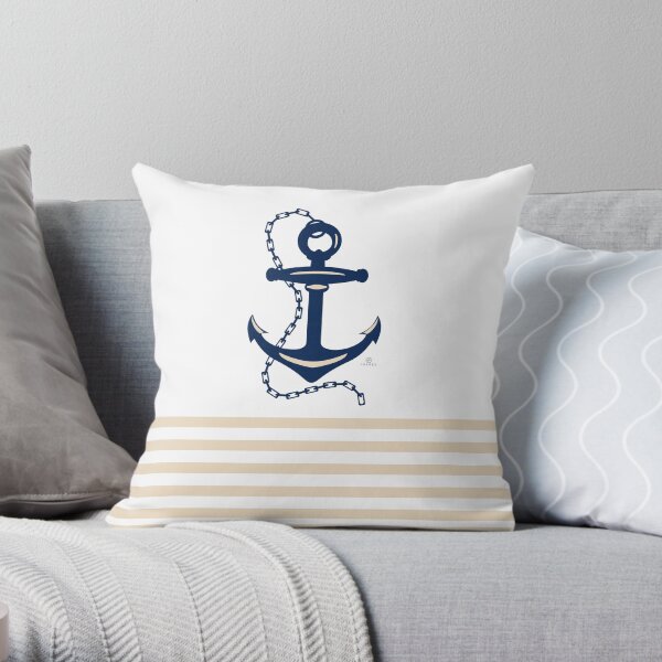 AFE Navy Nautical Anchor Throw Pillow