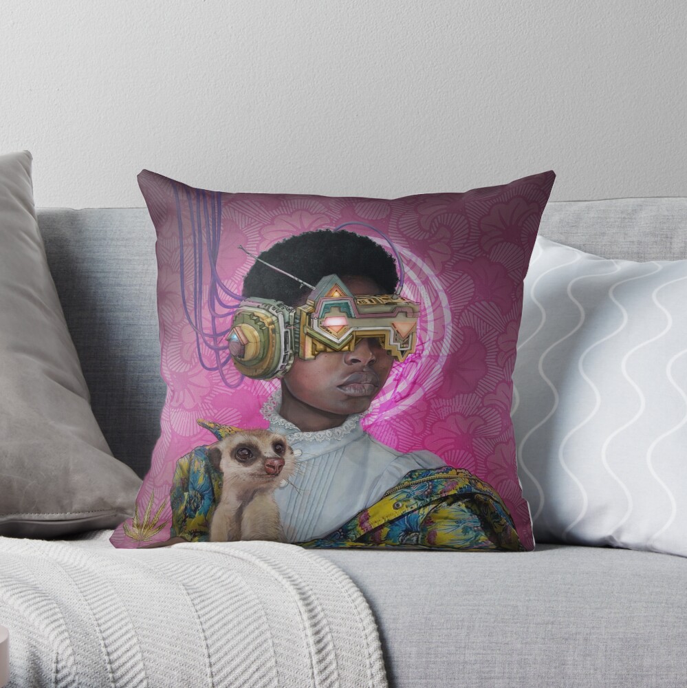 Lady with a Meerkat Throw Pillow