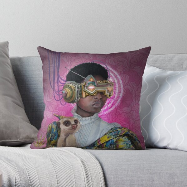 Lady with a Meerkat Throw Pillow
