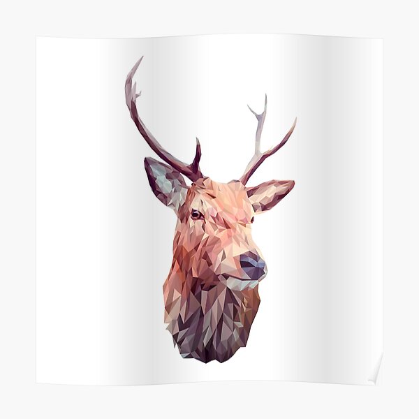 Abstract Metal Effect Stag Picture Poster Animal Deer Hunting Framed Print 