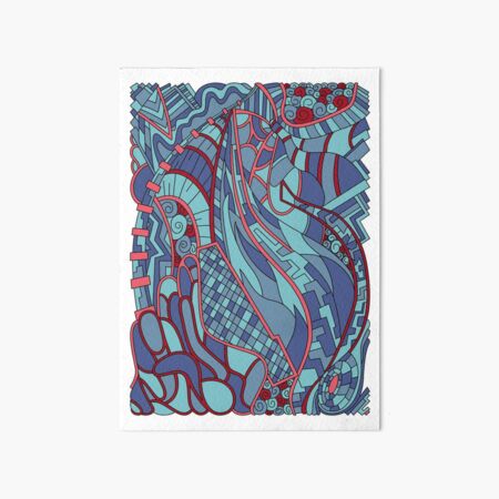 Wandering Abstract Line Art 31: Blue Art Board Print