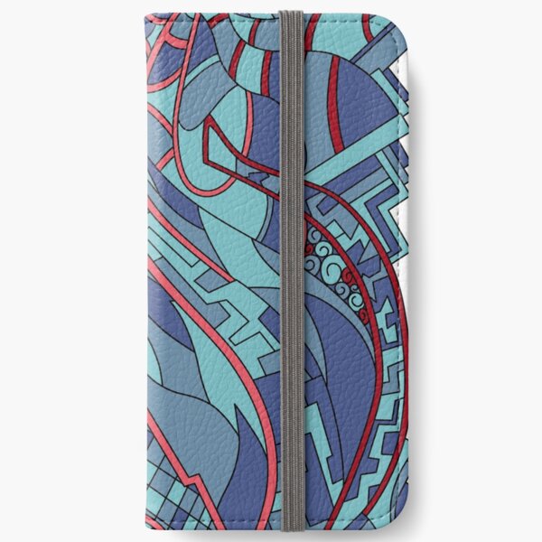 Wandering Abstract Line Art 31: Blue iPhone Wallet