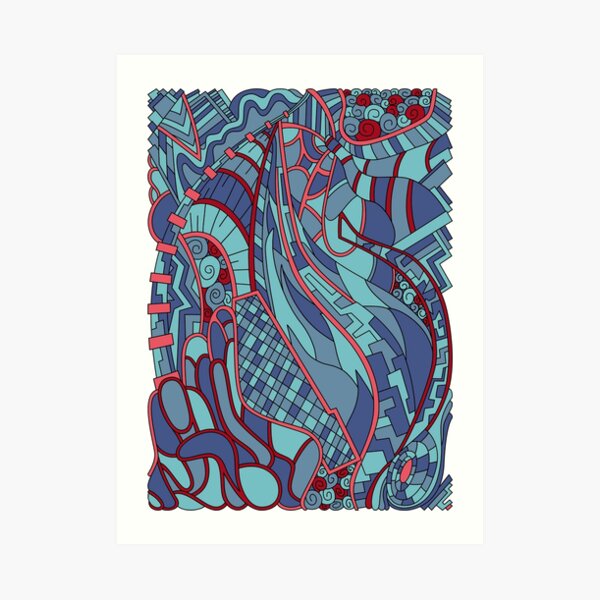 Wandering Abstract Line Art 31: Blue Art Print