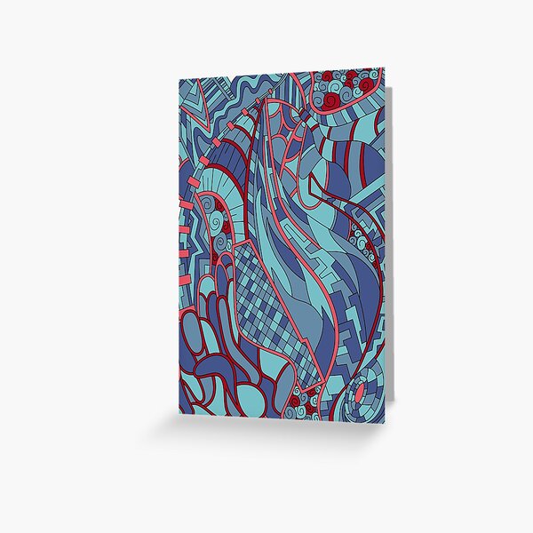Wandering Abstract Line Art 31: Blue Greeting Card