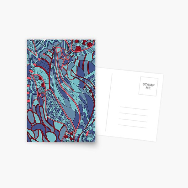 Wandering Abstract Line Art 31: Blue Postcard