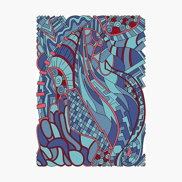 Wandering Abstract Line Art 31: Blue Photographic Print