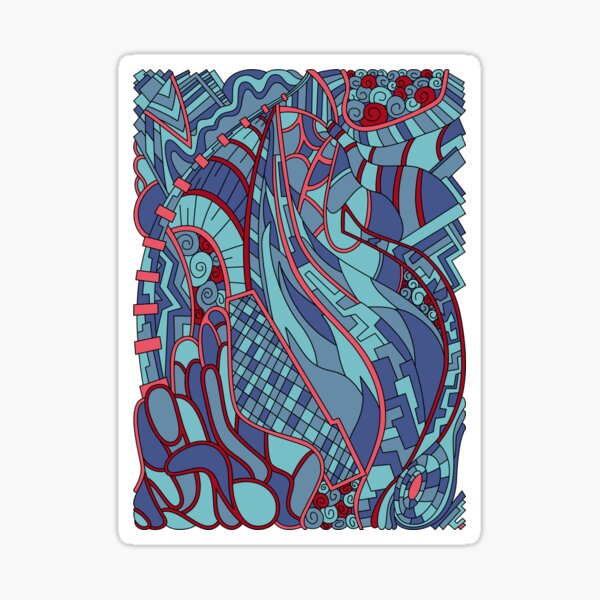 Wandering Abstract Line Art 31: Blue Sticker