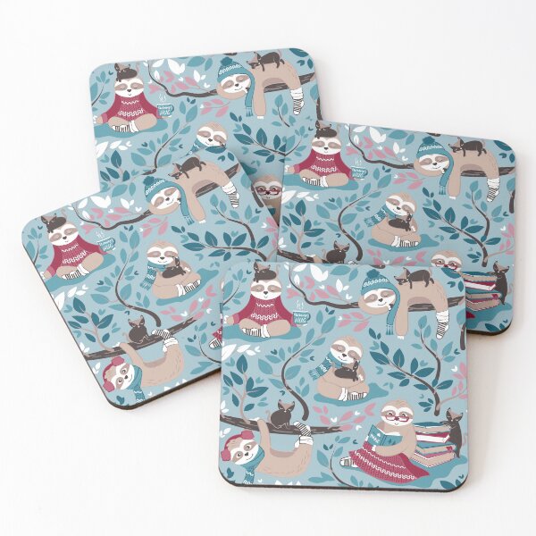 Item preview, Hygge sloth // small scale // pale blue and red designed and sold by SelmaCardoso.