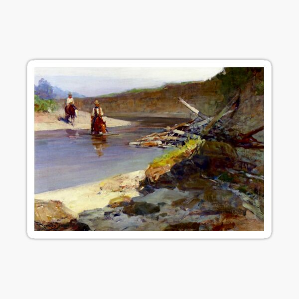 “Crossing the Snowy River” by Frank Tenney Johnson Sticker