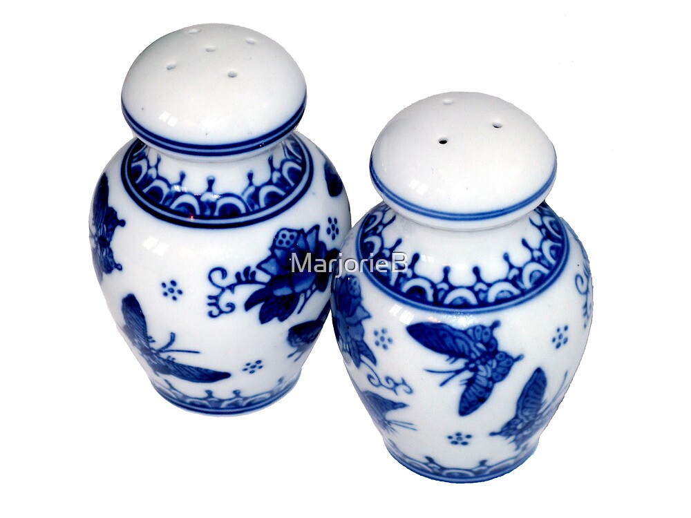 "Blue and White Salt & Pepper Shakers" by MarjorieB