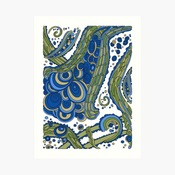 Wandering Abstract Line Art 38: Blue Art Print