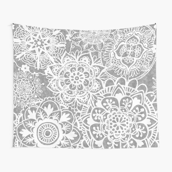 Soft Grey Mandala Pattern Tapestry