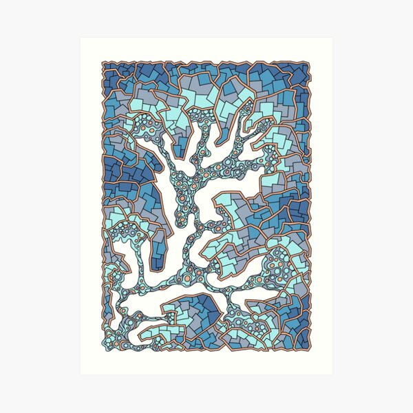 Wandering Abstract Line Art 40: Blue Art Print