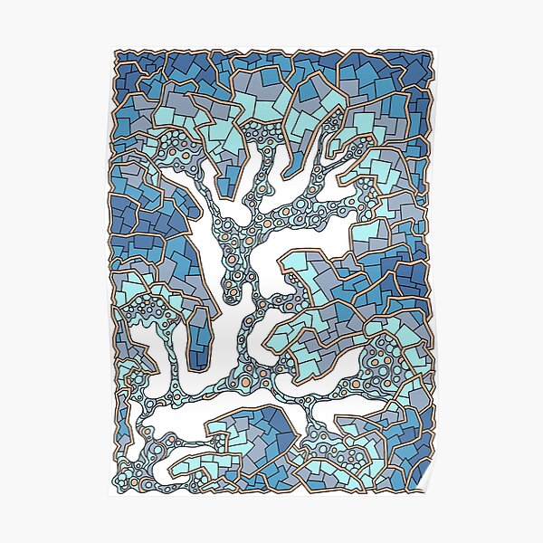 Wandering Abstract Line Art 40: Blue Poster