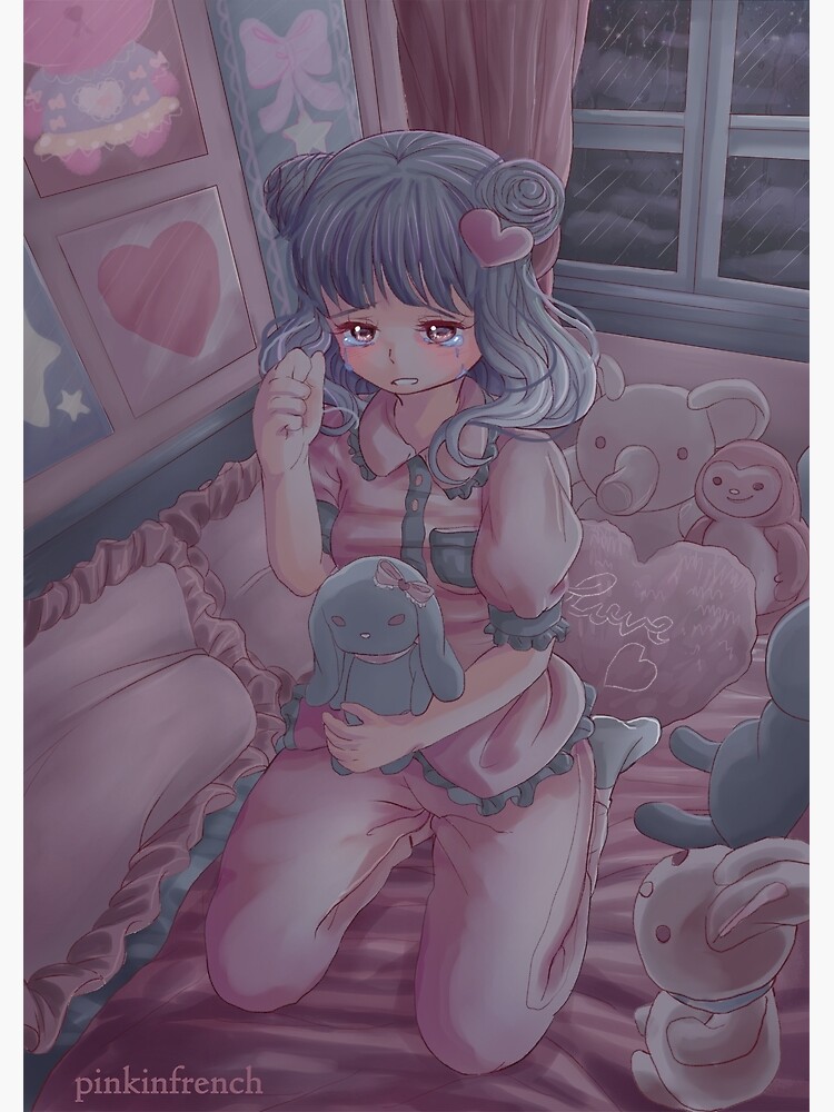 "Sad Anime Girl Crying in Room" Poster by pinkinfrench | Redbubble