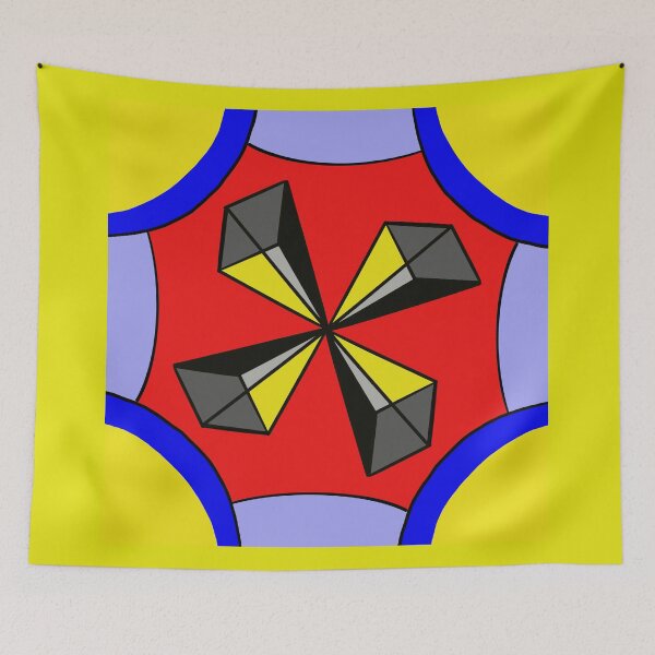 Item preview,  Yellow, black and grey motifs on a multi coloured background designed and sold by Tony  Ruther.