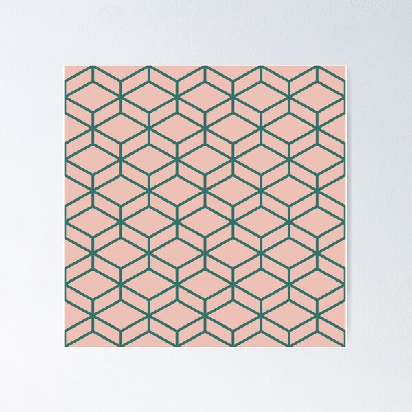 Item preview, Honeycomb Geometric Lattice in Green Teal and Blush Millennial Pink. Clean. Minimalist. Elegant. designed and sold by kierkegaard.