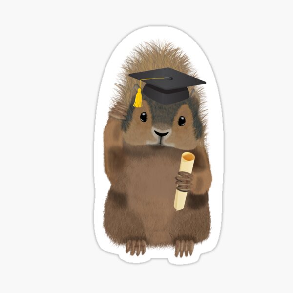 Graduating Squirrel Sticker