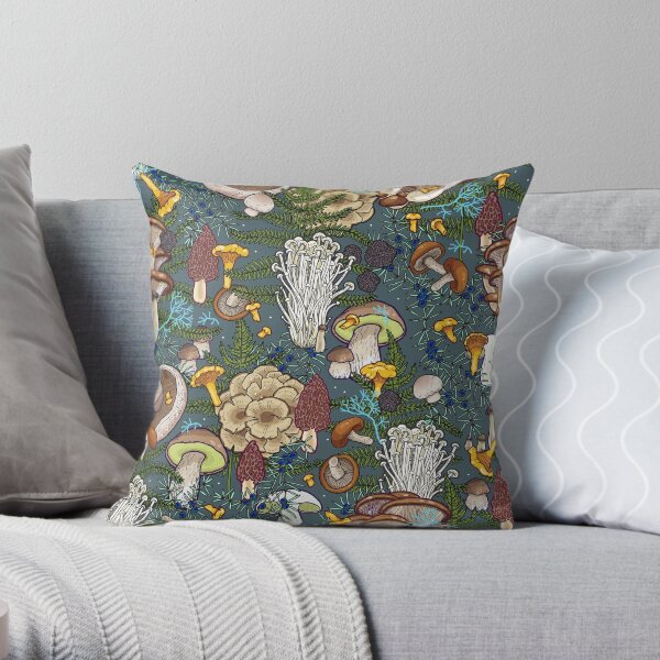 mushroom forest Throw Pillow