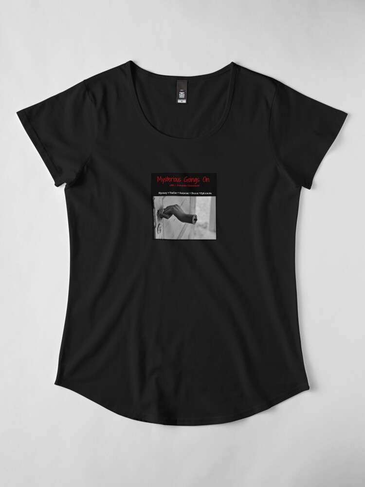 Alternate view of Mysterious Goings On Podcast Gear Premium Scoop T-Shirt