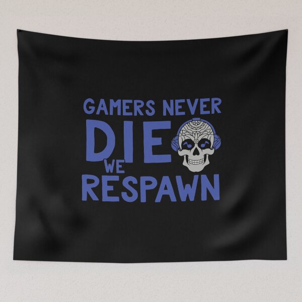 Item preview, Gamers Never Die We Respawn Skull PC Console Mobile Gaming Design designed and sold by SpiritWestDesig.