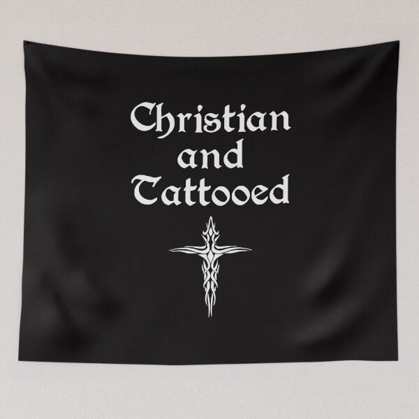 Item preview, Christian and Tattooed Religious Tattoos Cross Tatted Tee designed and sold by shoutoutshirtco.