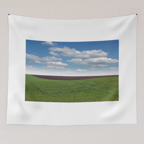 Item preview, young green wheat field spring season landscape designed and sold by goceris.