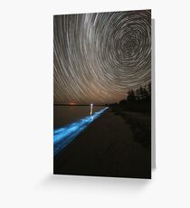 Bioluminescence with Star Trails Greeting Card