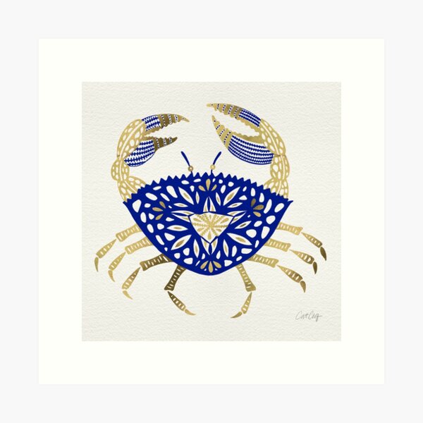 Crab – Navy & Gold Art Print