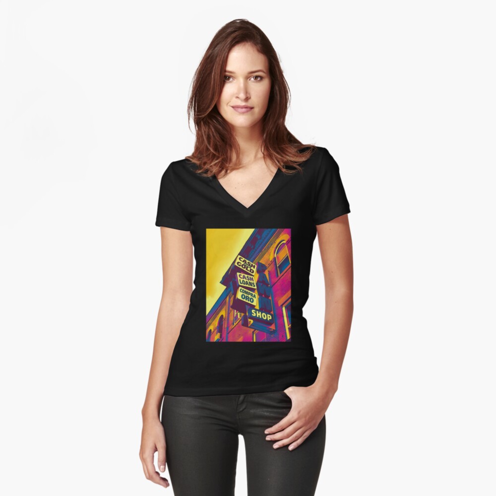 Item preview, Fitted V-Neck T-Shirt designed and sold by OneDayArt.