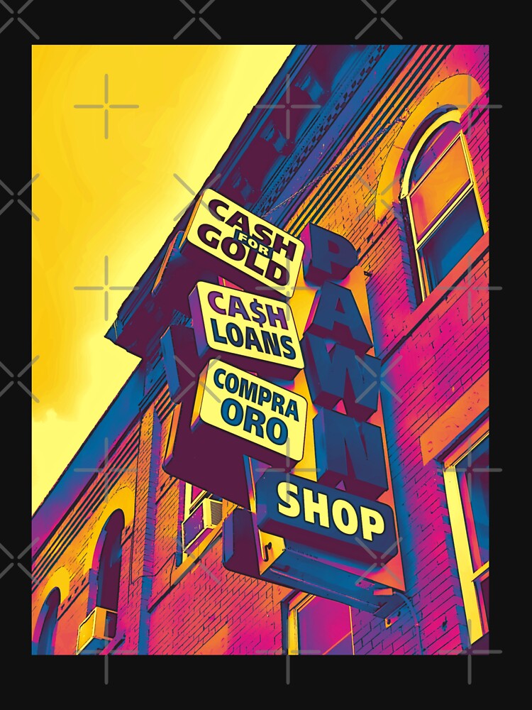 Thumbnail 7 of 7, Classic T-Shirt, Cash for Gold - Bay Ridge Brooklyn Neon Pop Art - Urban Photography designed and sold by OneDayArt.