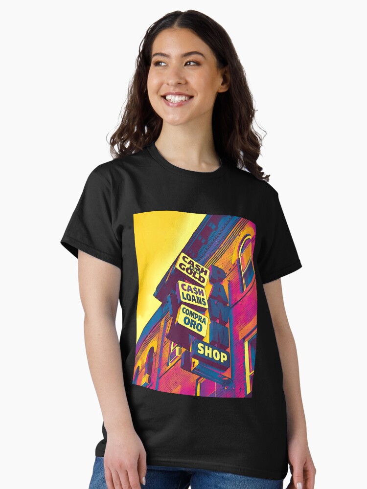 Thumbnail 1 of 7, Classic T-Shirt, Cash for Gold - Bay Ridge Brooklyn Neon Pop Art - Urban Photography designed and sold by OneDayArt.