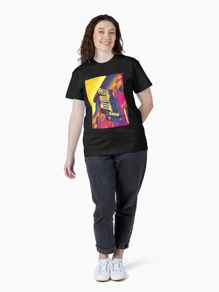 Thumbnail 4 of 7, Classic T-Shirt, Cash for Gold - Bay Ridge Brooklyn Neon Pop Art - Urban Photography designed and sold by OneDayArt.