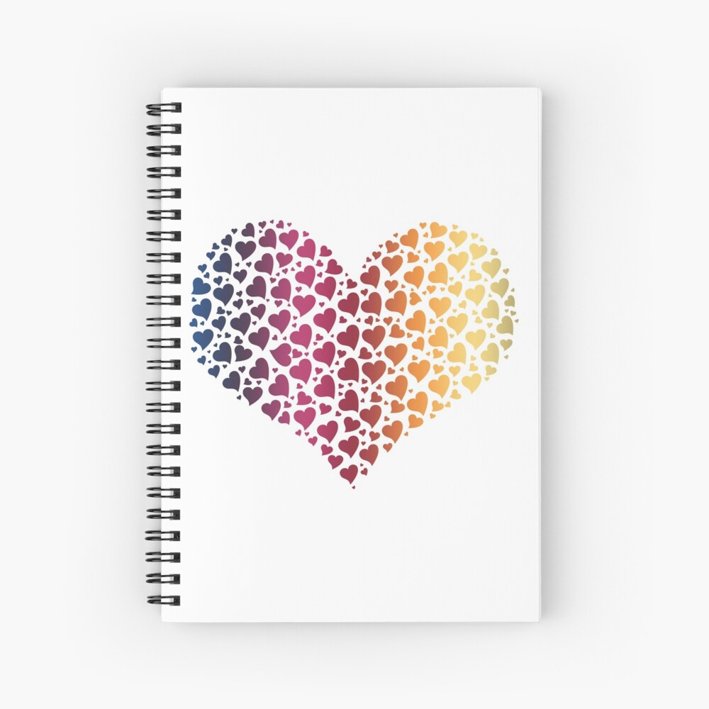 Heart of Hearts Linear Gradient (Clear/White) Spiral Notebook