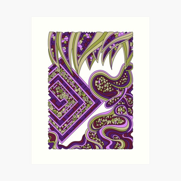 Wandering Abstract Line Art 47: Purple Art Print