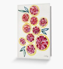 Sliced Grapefruits Watercolor Greeting Card