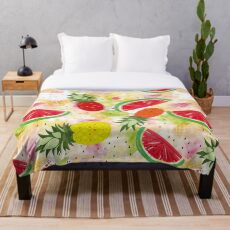 Pineapples and watermelons Throw Blanket