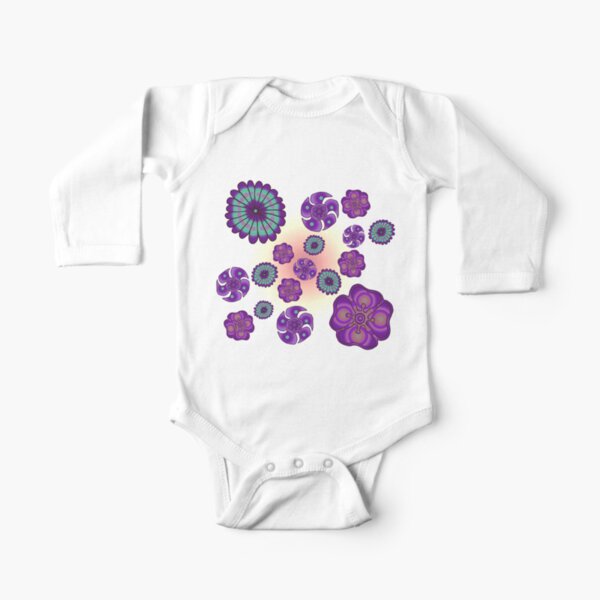 Purple flowers Long Sleeve Baby One-Piece