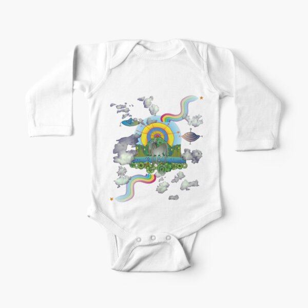 Perivale Unicorn with Canal and Aliens Long Sleeve Baby One-Piece
