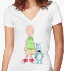 Doug and Porkchop Women's Fitted V-Neck T-Shirt