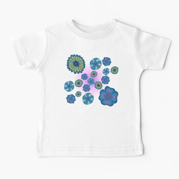 Psychedelic blue flowers Baby T-Shirt