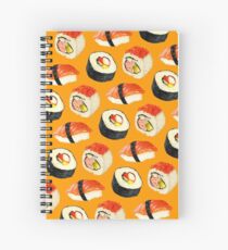 Sushi Pattern - Orange Spiral Notebook
