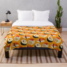 Sushi Pattern - Orange Throw Blanket