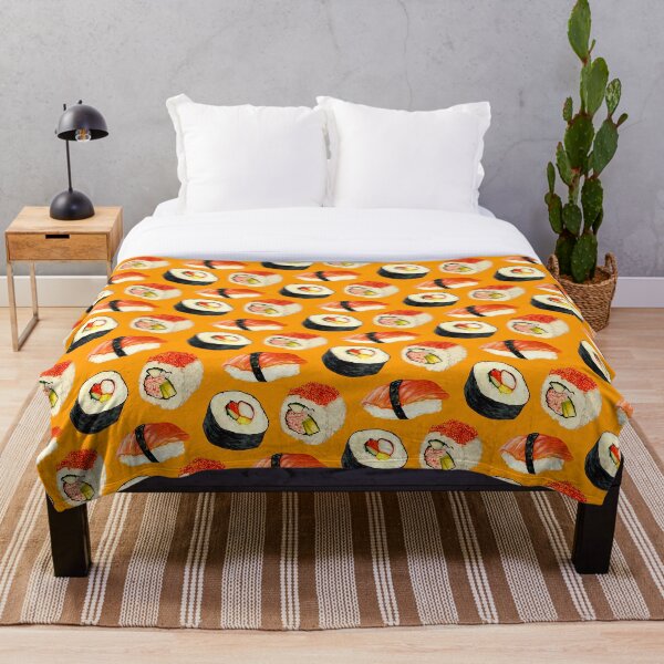 Sushi Pattern - Orange Throw Blanket