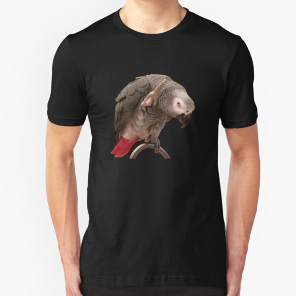 Funny Einstein African Grey Parrot Waving Slim Fit T-Shirt