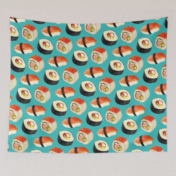 Item preview, Patrón Sushi - Azul designed and sold by Kelly Gilleran.