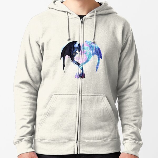 Dragon Heart Toothless and Light Fury Zipped Hoodie