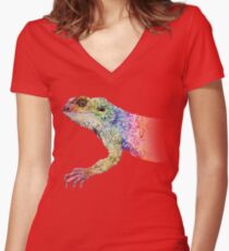 bearded dragon rainbow Mix Women's Fitted V-Neck T-Shirt