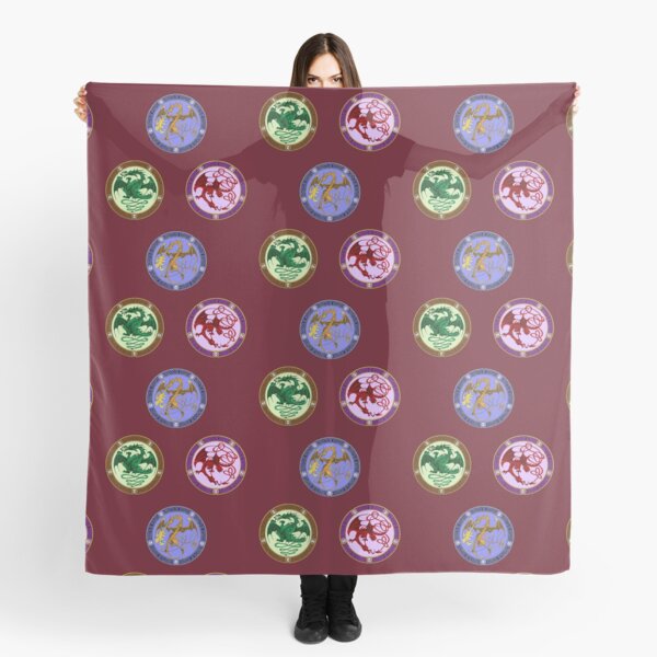 Celtic dragon crests - multicolours on burgundy Scarf