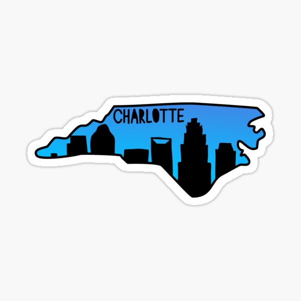 Charlotte NC Map Skyline Sticker Sticker